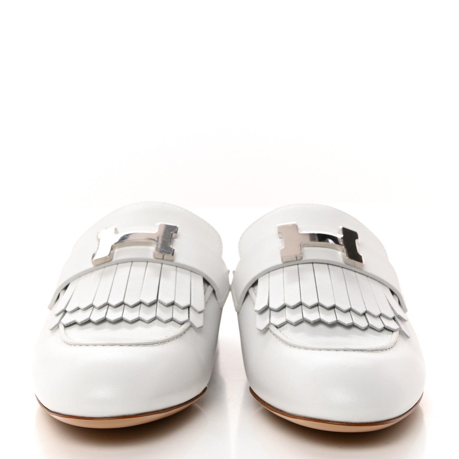 Hermes Goatskin Rivoli Mules 36.5 White 3 of 9