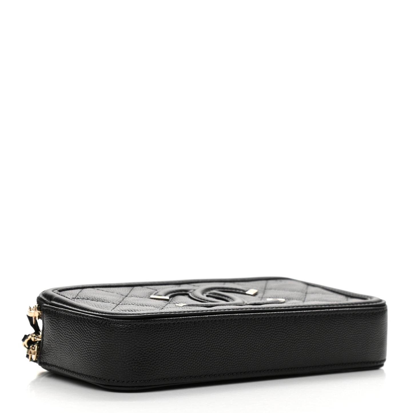 Caviar Quilted CC Filigree Clutch With Chain Black