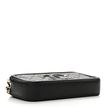 Chanel Caviar Quilted CC Filigree Clutch With Chain Black 4 of 14