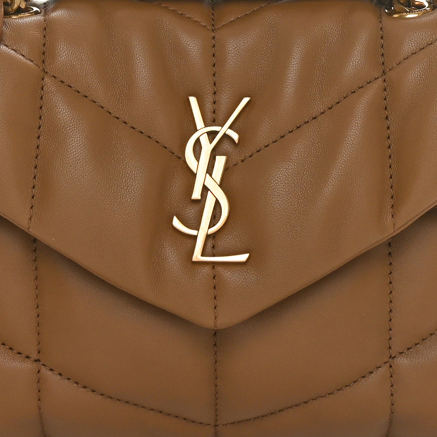Lambskin Quilted Toy Loulou Puffer Monogram Chain Satchel Dark Cork