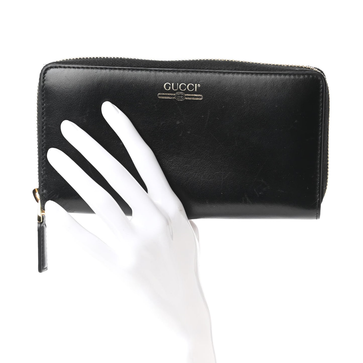 Smooth Calfskin Zip Around Wallet Black