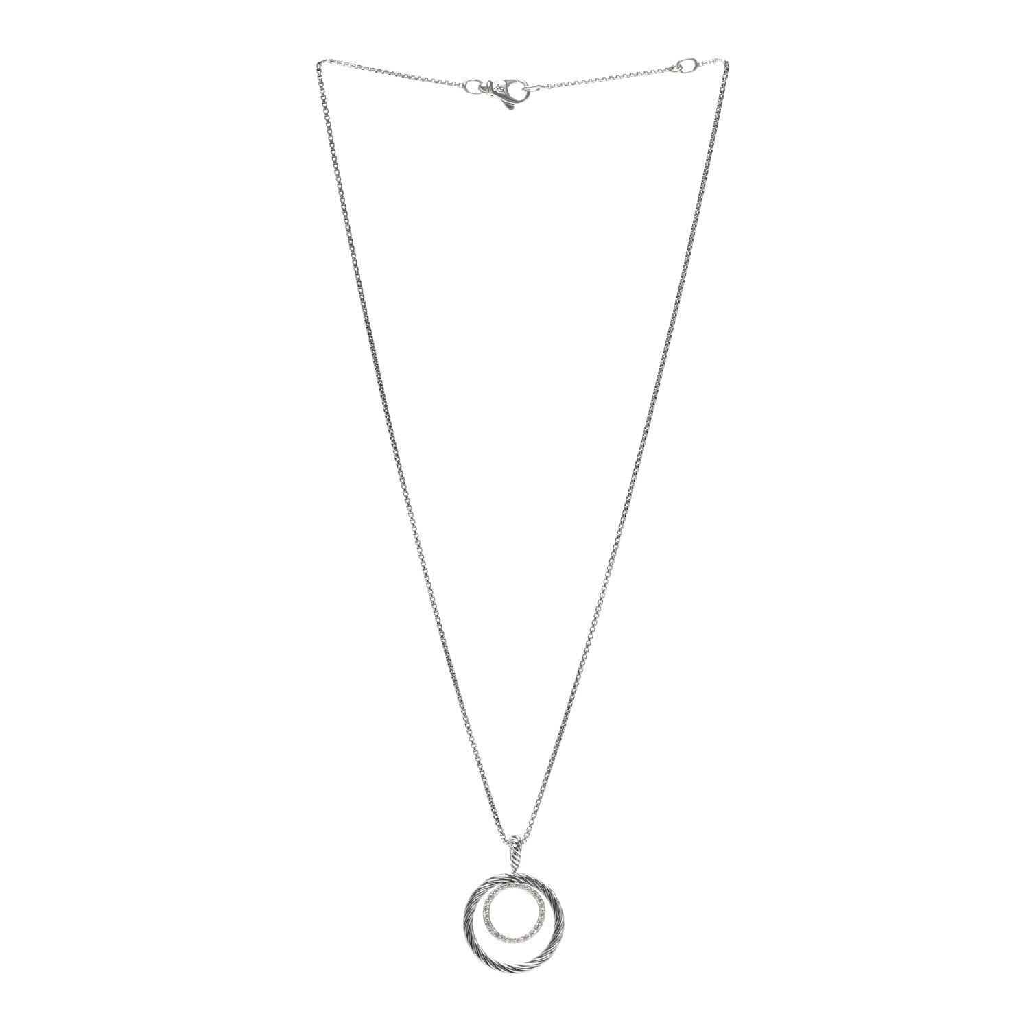 David Yurman Sterling Silver Diamond Mobile Circle Pendant Necklace 3 of 4