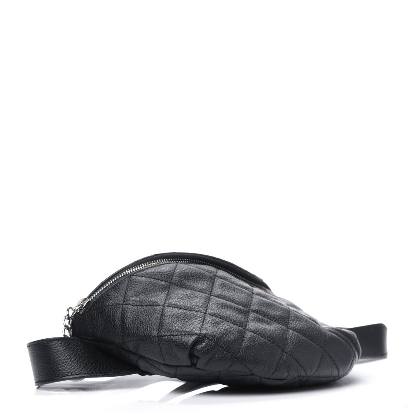 Grained Calfskin Quilted Waist Belt Bag Black