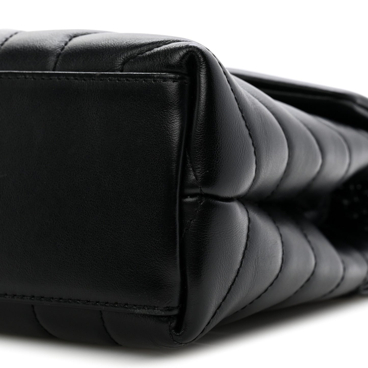 Calfskin Y Quilted Monogram Monochrome Small Loulou Chain Satchel Black