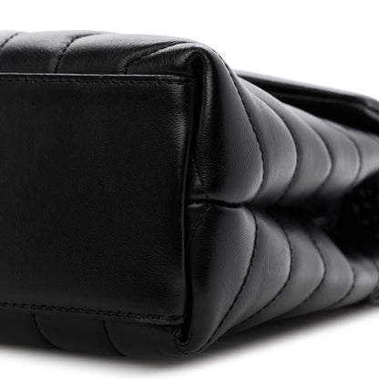 Saint Laurent Calfskin Y Quilted Monogram Monochrome Small Loulou Chain Satchel Black 10 of 14