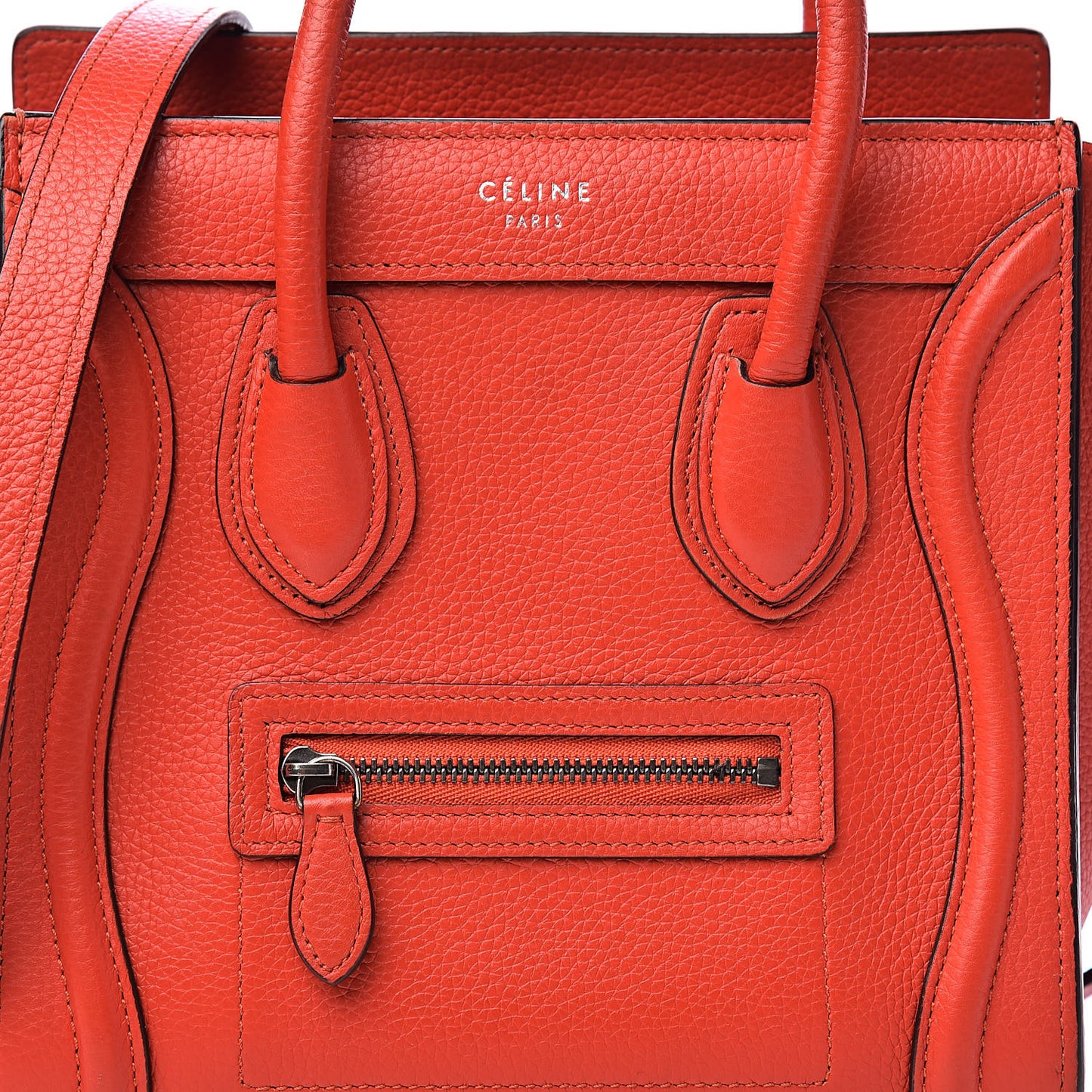 Drummed Calfskin Nano Luggage Vermillion