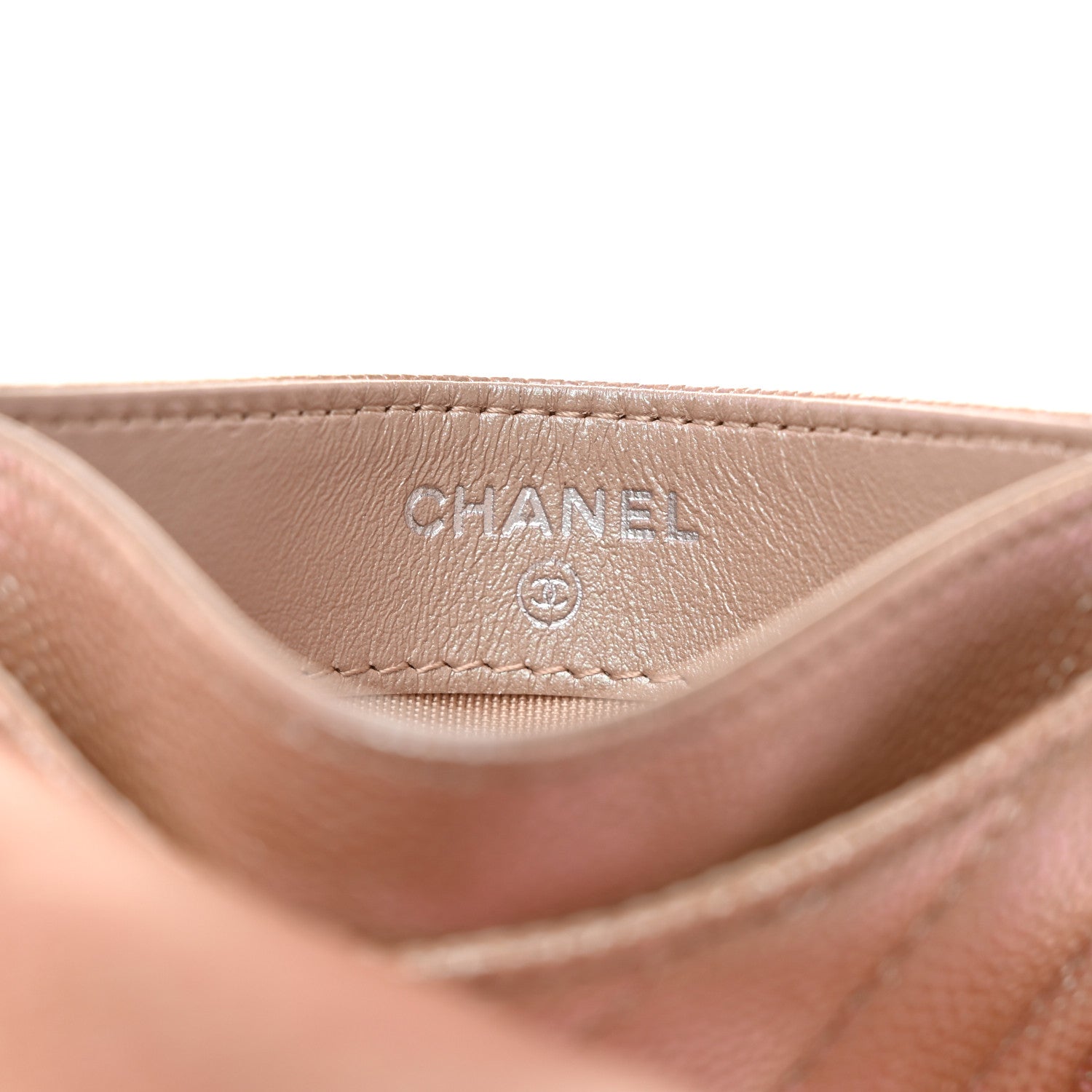 Chanel Iridescent Caviar Chevron Quilted Card Holder Beige 6 of 10