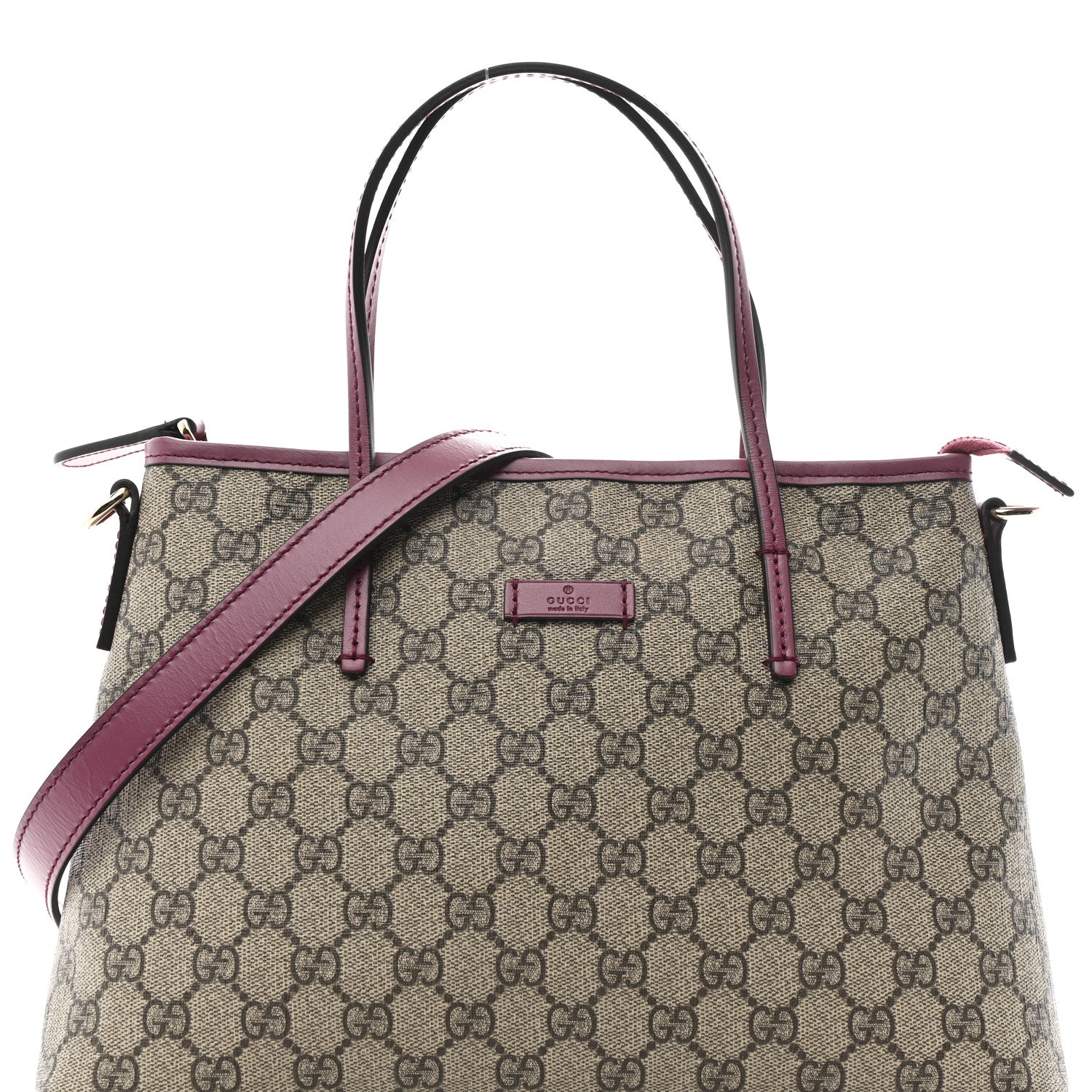 Gucci GG Supreme Monogram Small Zippered Tote Beige New Rosette 8 of 13