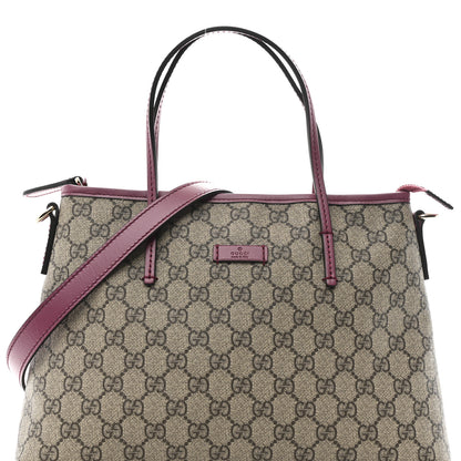 Gucci GG Supreme Monogram Small Zippered Tote Beige New Rosette 8 of 13