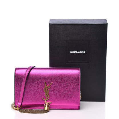 Saint Laurent Metallic Calfskin Classic Monogram Kate Tassel Chain Walle Fuchsia 14 of 14