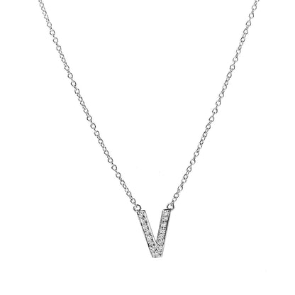 Tiffany Platinum Diamond Letters V Pendant Necklace 4 of 6