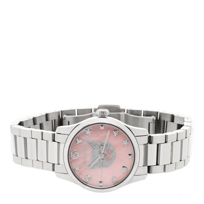 Gucci Stainless Steel Pink Mother of Pearl 27mm G-Timeless Cat Quartz Watch 2 of 4