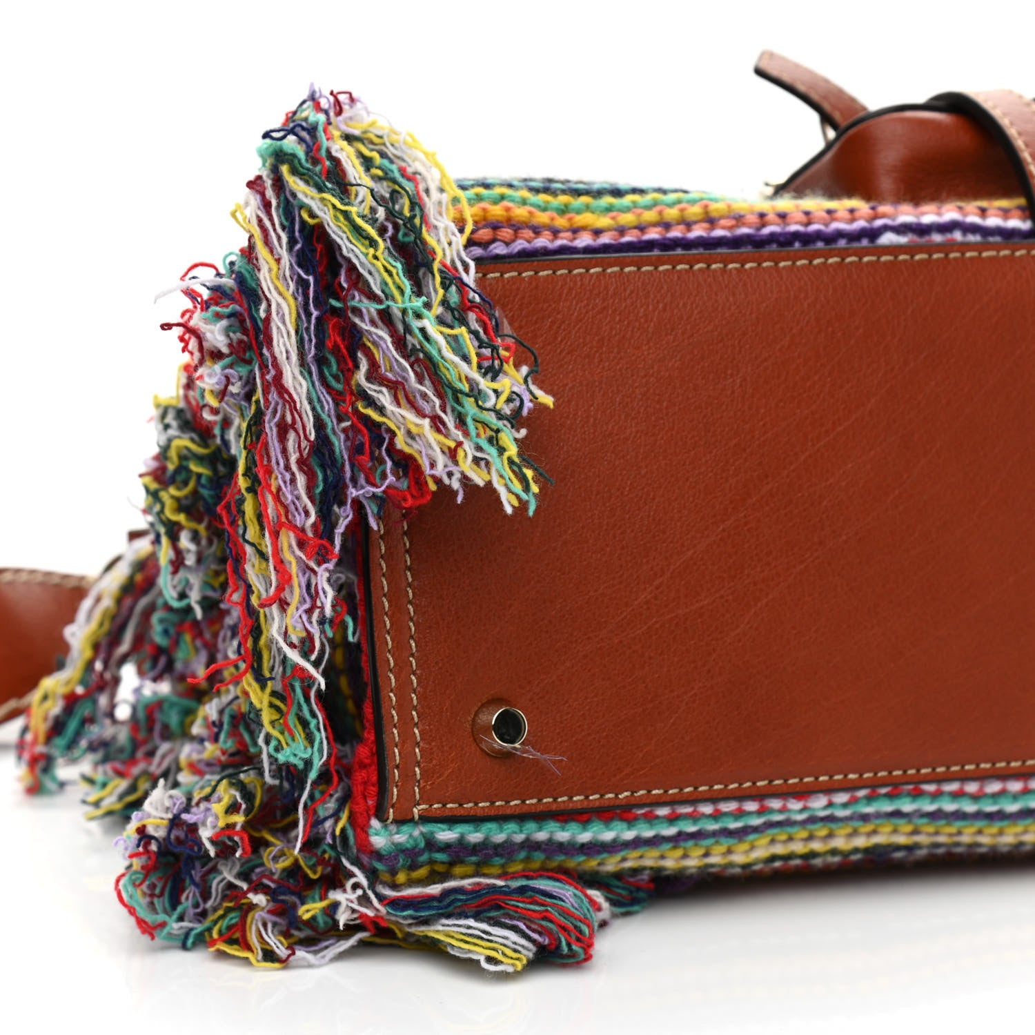 Chloe Calfskin Cashmere Knit Fringe Medium Edith Tote Multicolor 9 of 12