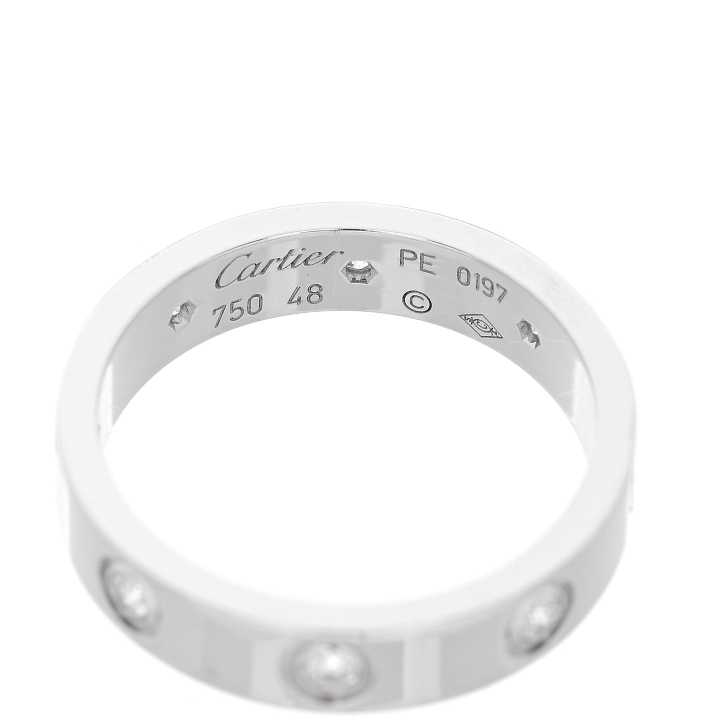 18K White Gold 8 Diamond 4mm LOVE Wedding Band Ring 48 4.5