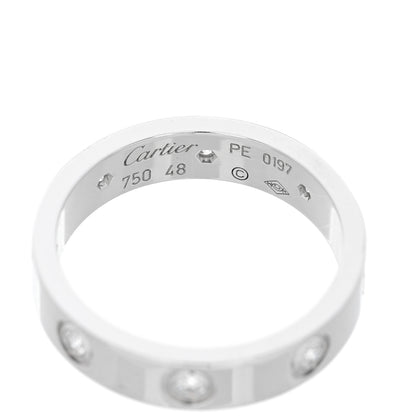 Cartier 18K White Gold 8 Diamond 4mm LOVE Wedding Band Ring 48 4.5 7 of 8