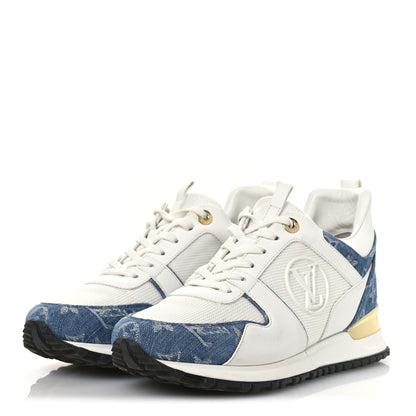 Louis Vuitton Calfskin Monogram Denim Run Away Sneakers 39 White 4 of 12