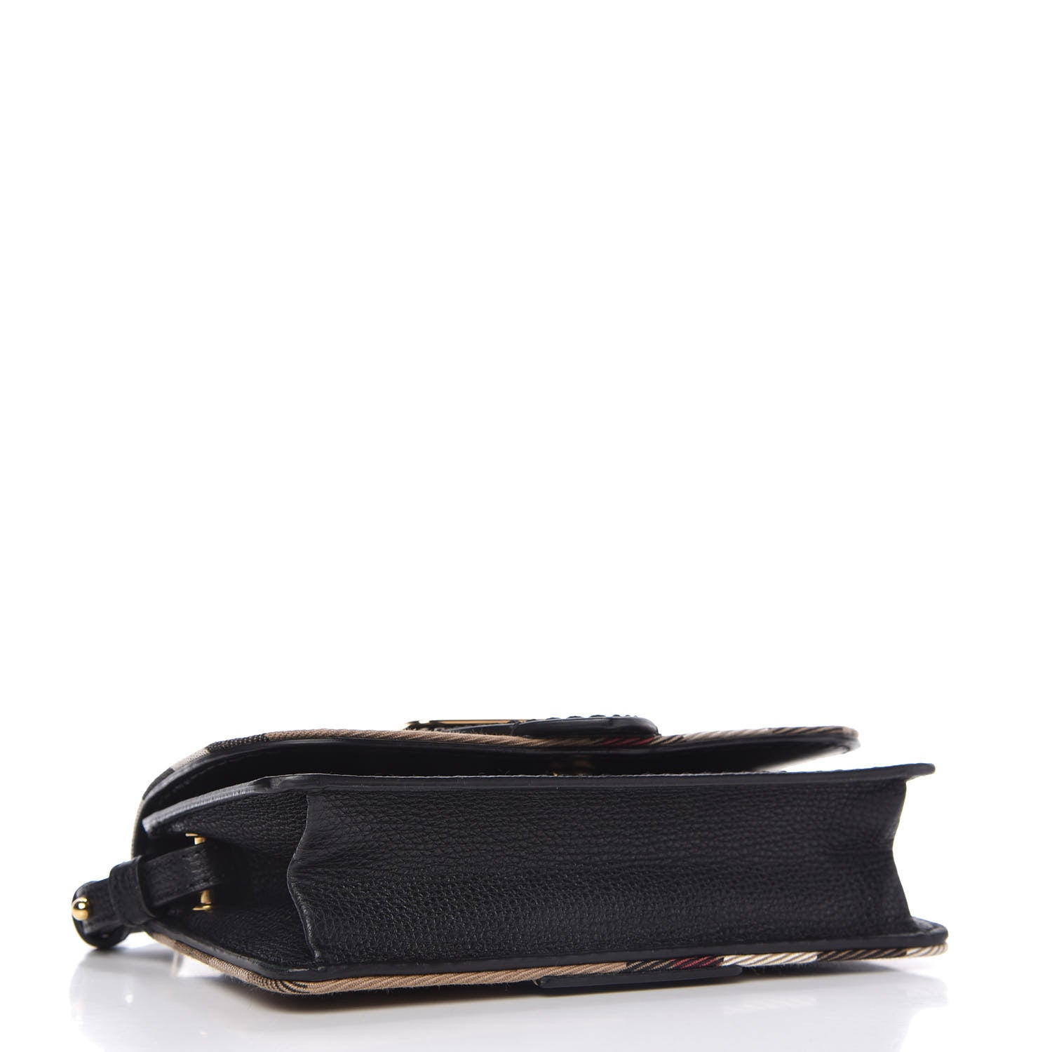 Burberry House Check Calfskin Small Madison Buckle Bag Black 4 of 9