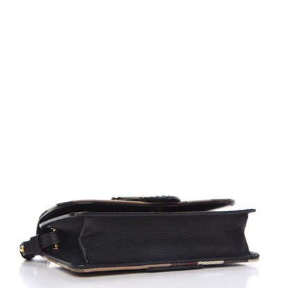 Burberry House Check Calfskin Small Madison Buckle Bag Black 4 of 9