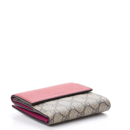 Gucci GG Supreme Monogram Calfskin French Flap Wallet Beige Ebony Hibiscus Red New Rosette 4 of 7