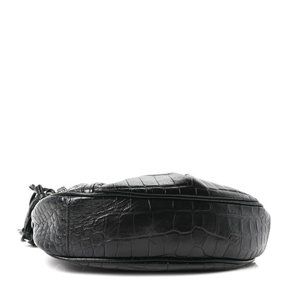 Balenciaga Extra Supple Calfskin Crystal Crocodile Embossed Le Cagole Shoulder Bag XS Black 5 of 11
