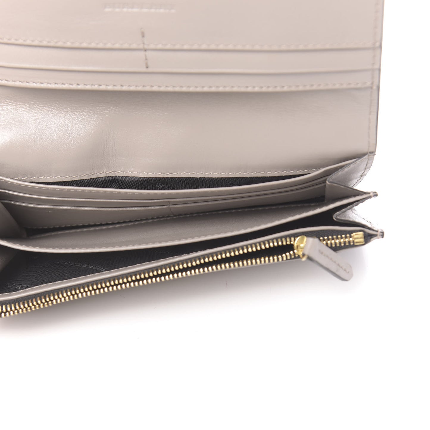 Signature Grain Calfskin Check Embossed Porter Continental Wallet Pale Grey