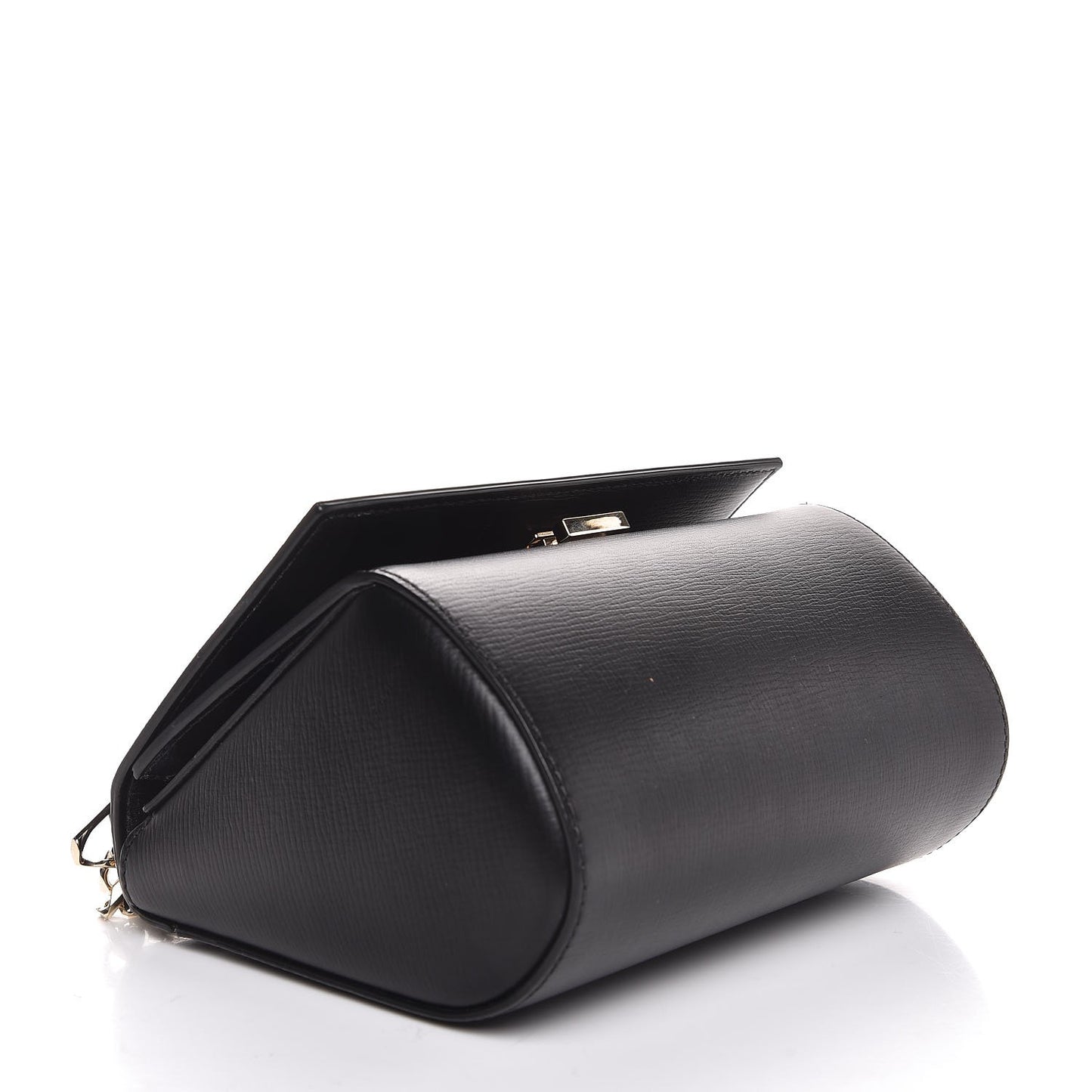 Textured Calfskin Mini Pandora Box Chain Crossbody Bag Black