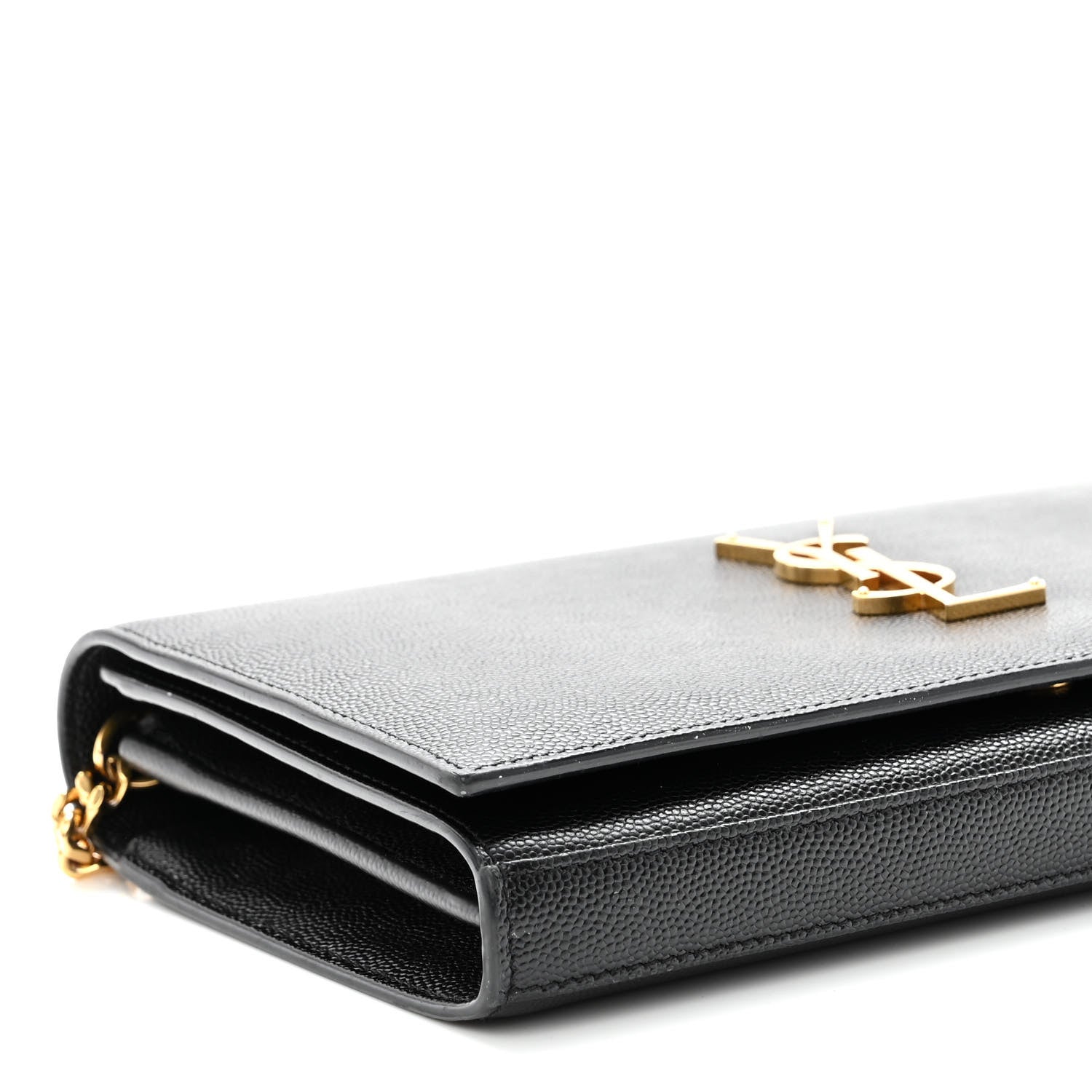 Saint Laurent Grain De Poudre Monogram Chain Wallet Black 7 of 8