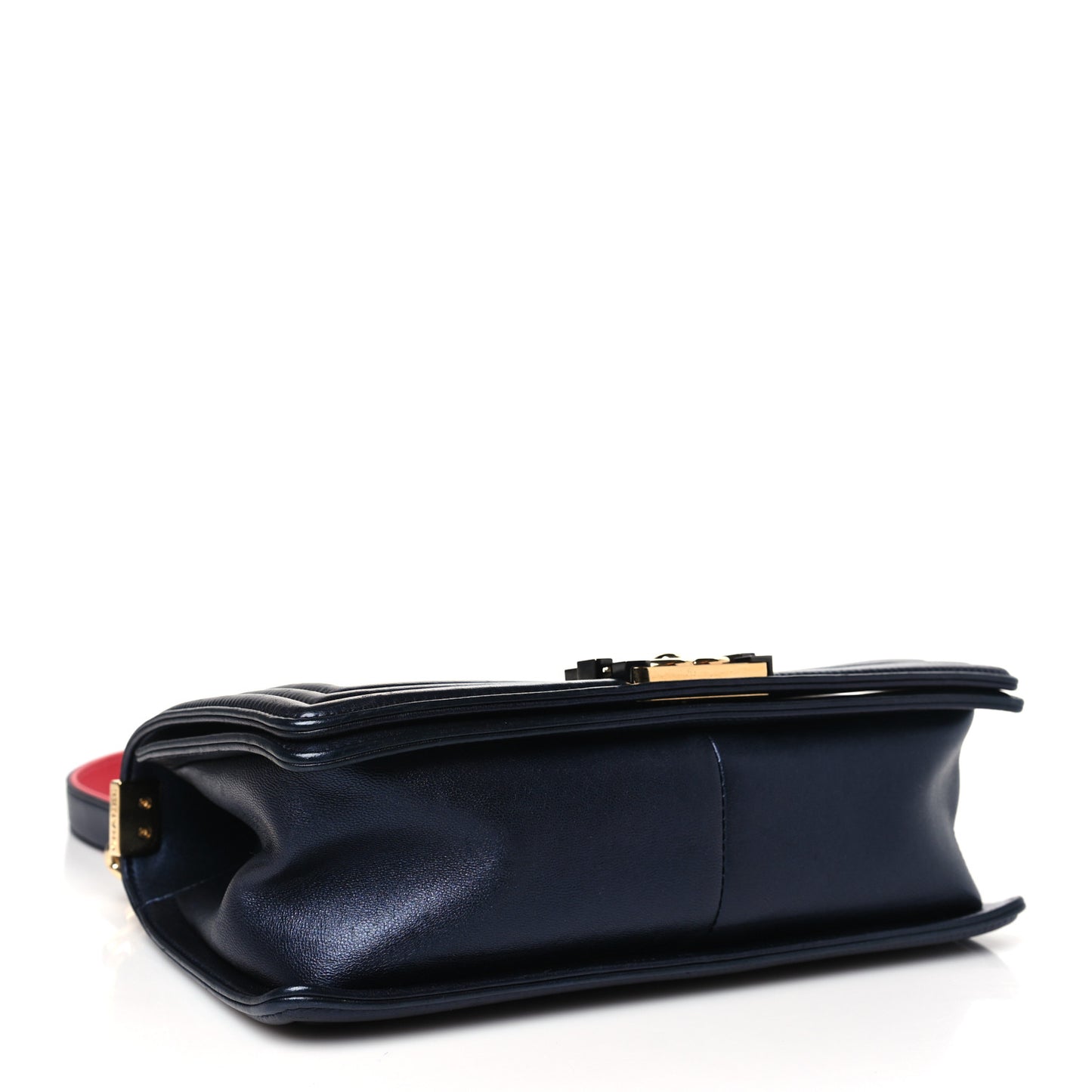 Lambskin Embossed Medium Boy Cube Flap Navy