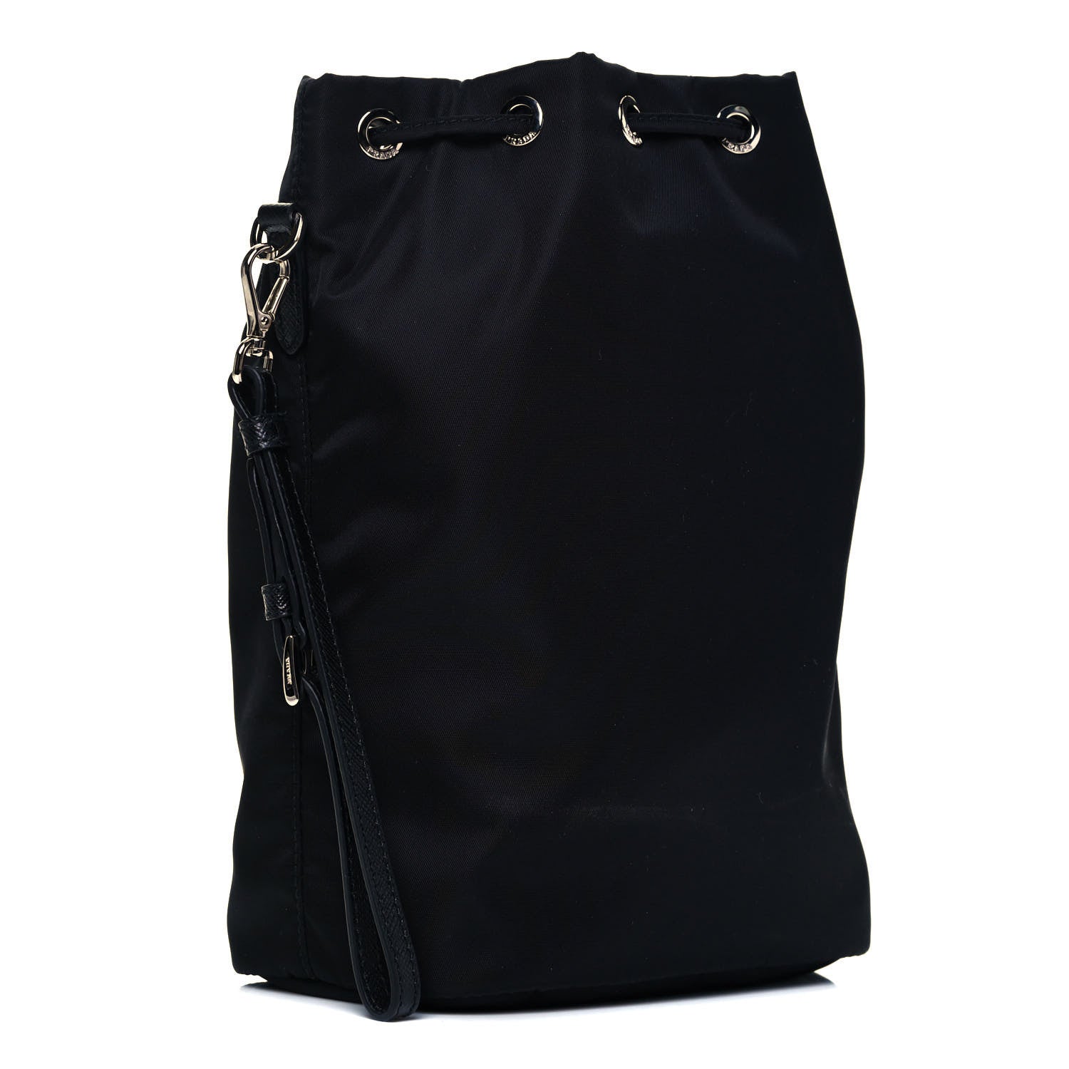 Prada Saffiano Tessuto Nylon Vela Bucket Wristlet Black 3 of 9