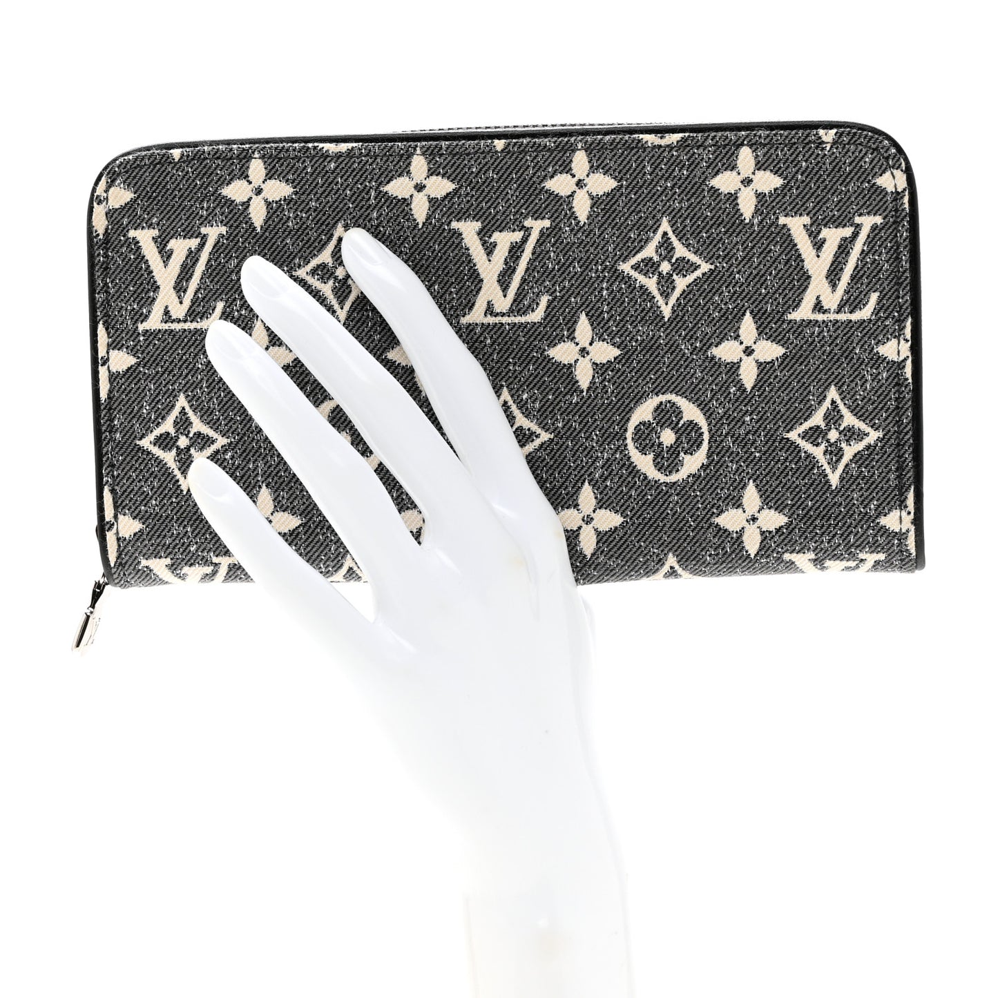Denim Monogram Jacquard Zippy Wallet Grey