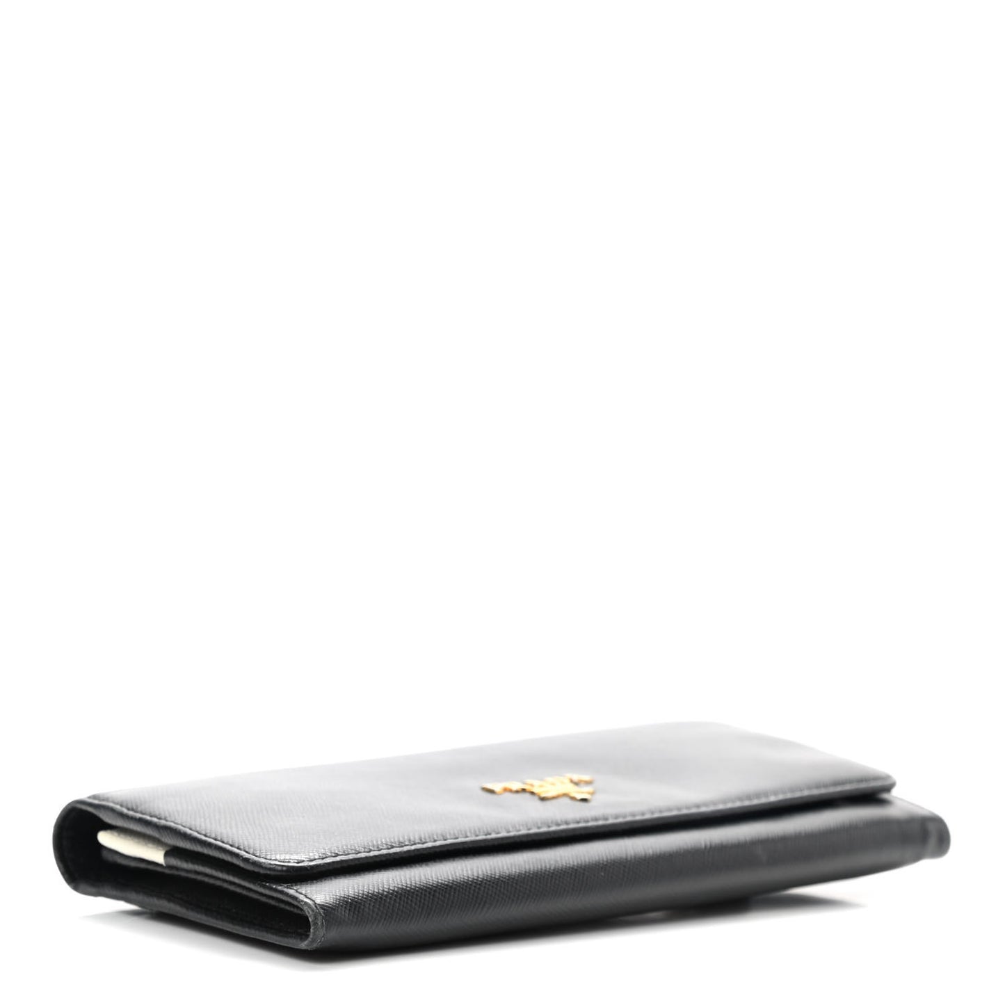 Saffiano Metal Continental Flap Wallet Black
