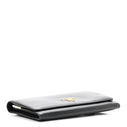 Prada Saffiano Metal Continental Flap Wallet Black 4 of 7