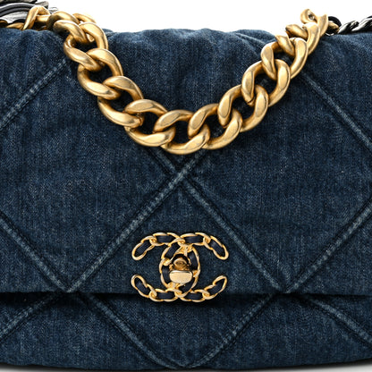 Chanel Denim Quilted Large Chanel 19 Flap Blue 8 of 10