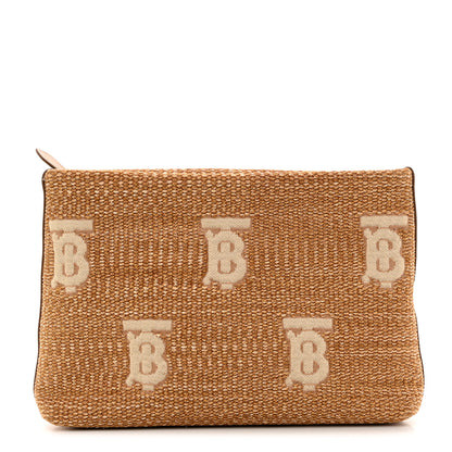 Burberry Raffia TB Duncan Pouch Natural Beige 1 of 7