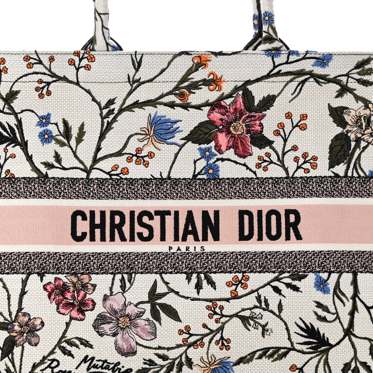 Christian Dior Canvas Embroidered Large Rosa Mutabilis Book Tote White Multicolor 8 of 11