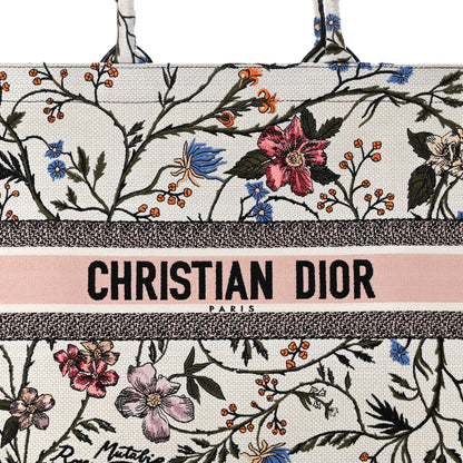 Christian Dior Canvas Embroidered Large Rosa Mutabilis Book Tote White Multicolor 8 of 11