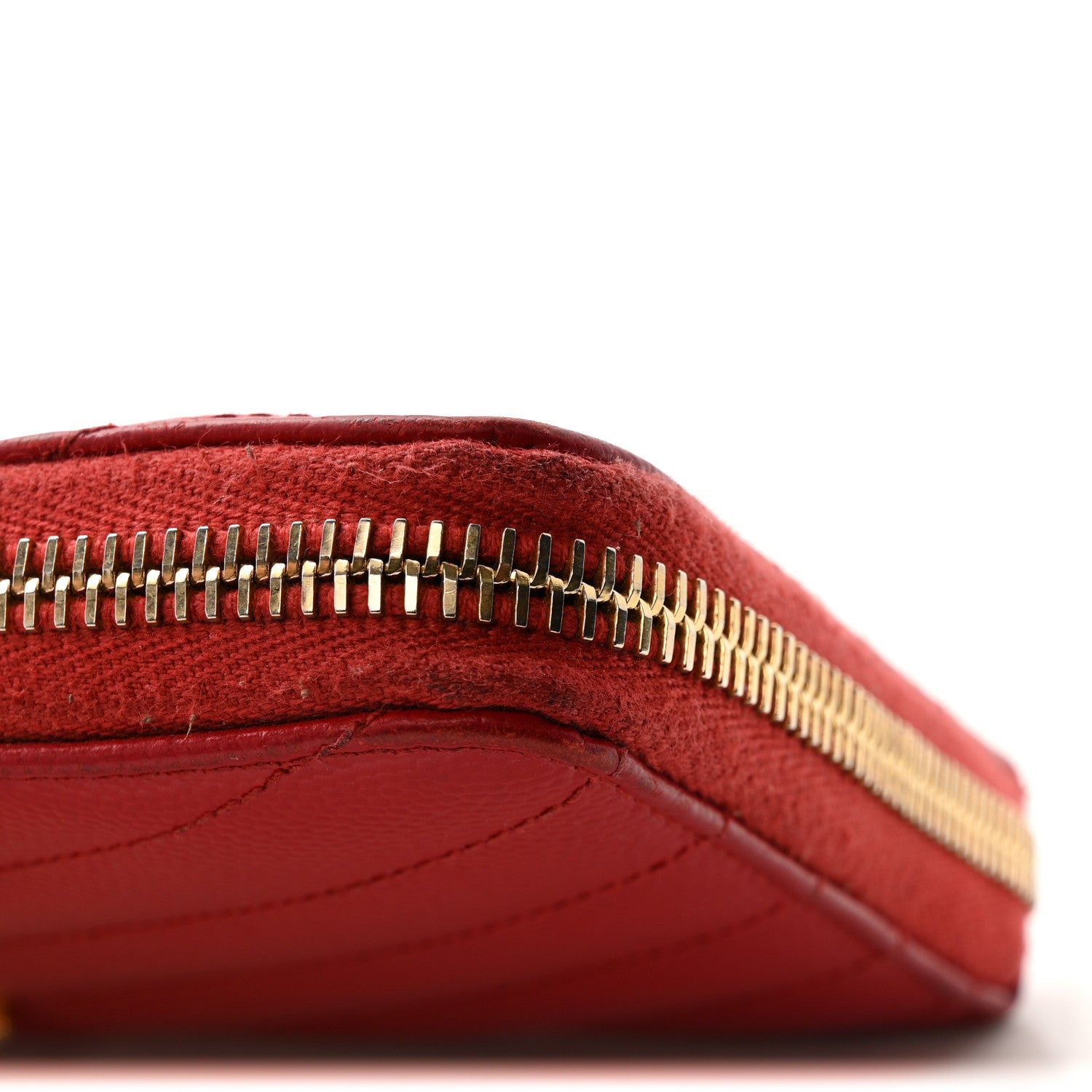 Saint Laurent Grain De Poudre Matelasse Chevron Monogram Zip Around Wallet Red 11 of 11