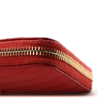 Saint Laurent Grain De Poudre Matelasse Chevron Monogram Zip Around Wallet Red 11 of 11