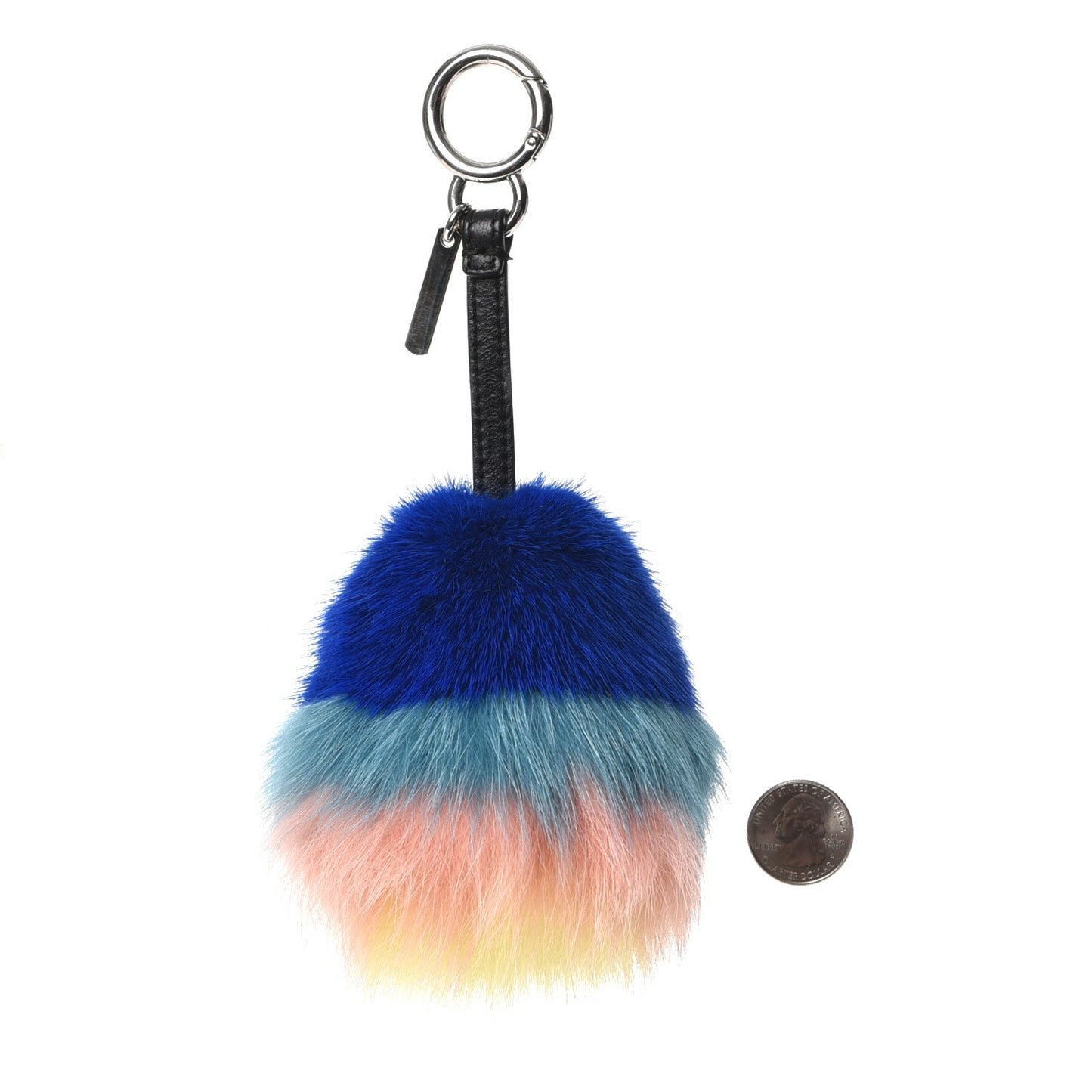 Mink Fox Fur Kid Monster Bag Bug Charm Blue Multicolor