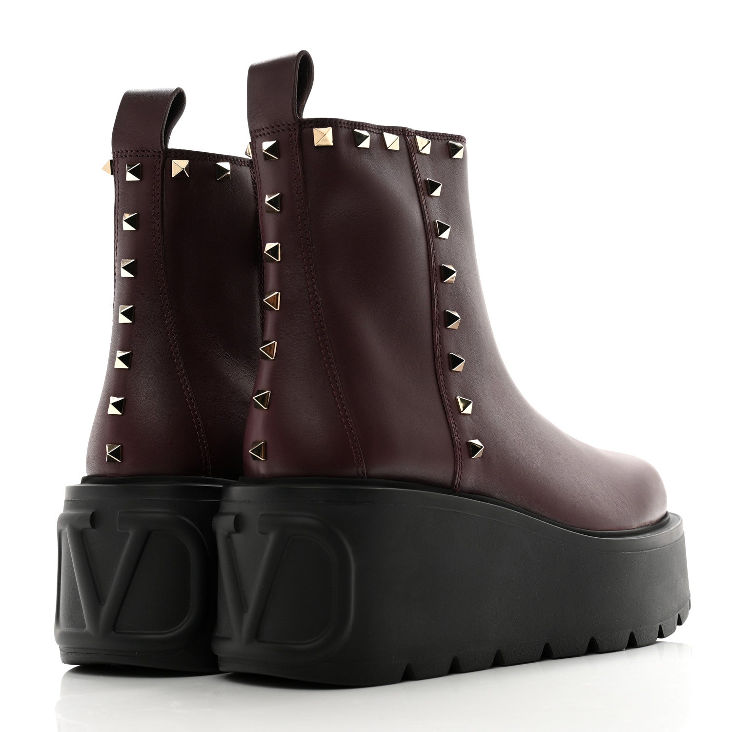 Valentino Garavani Calfskin Rockstud VLOGO Uniqueform Chelsea 55/85mm Flatform Ankle Boots 39 Rubin Black 4 of 11