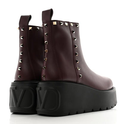 Valentino Garavani Calfskin Rockstud VLOGO Uniqueform Chelsea 55/85mm Flatform Ankle Boots 39 Rubin Black 4 of 11
