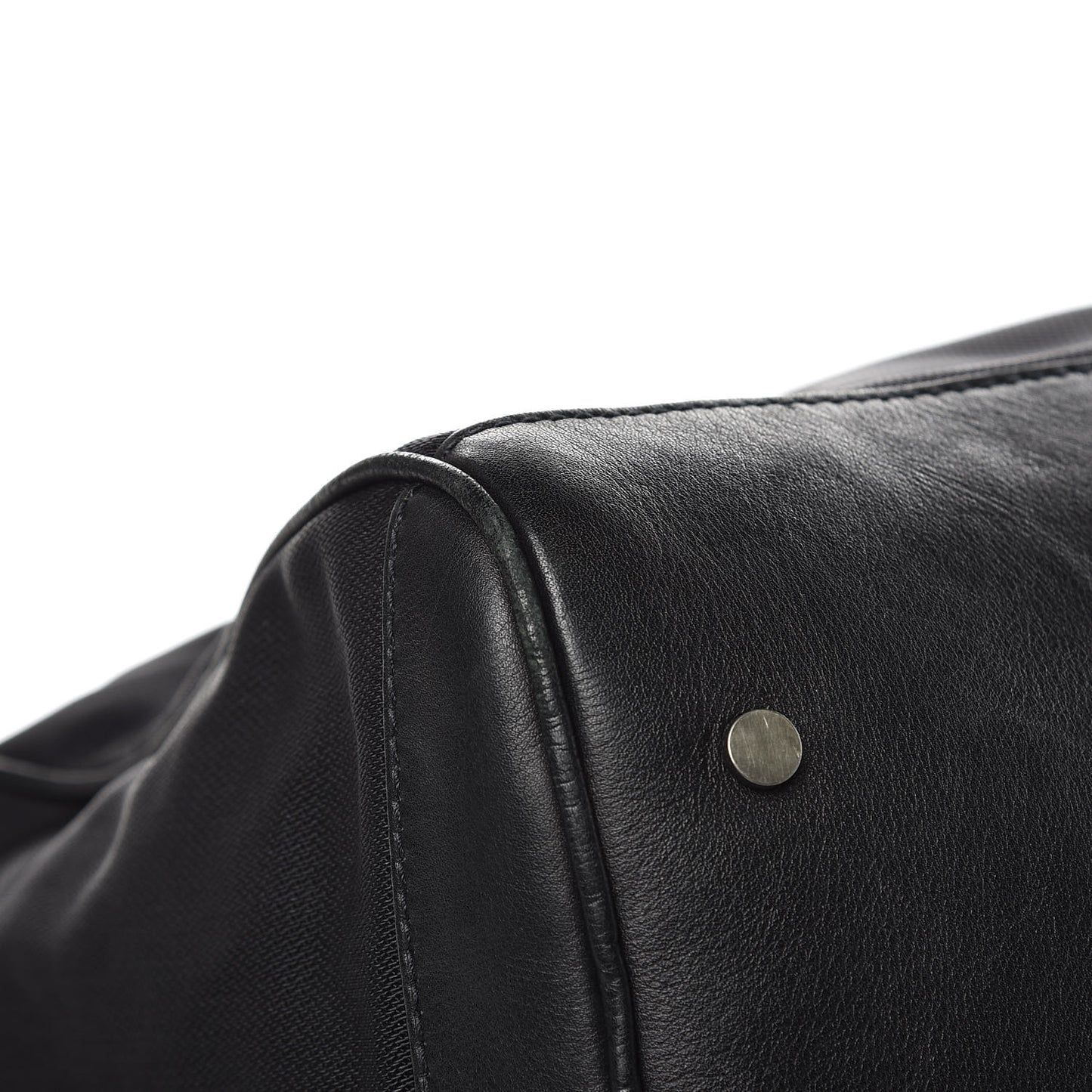 Nylon Agneau Classic Hardware Small Squash Duffle Bag Black