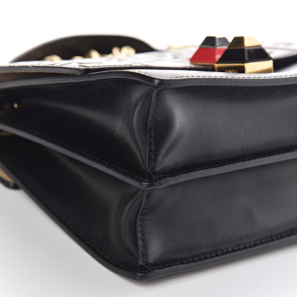 Fendi Vitello Liberty Bi-Color FF 1974 Embossed Small Kan I Shoulder Bag Black Maya 7 of 9