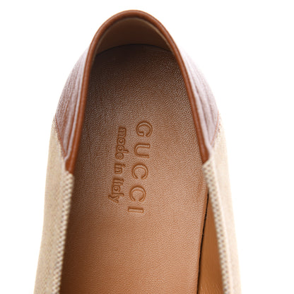 Gucci Canvas Web Mens Brixton Horsebit Loafers 9.5 Sand Light Cuir 6 of 9