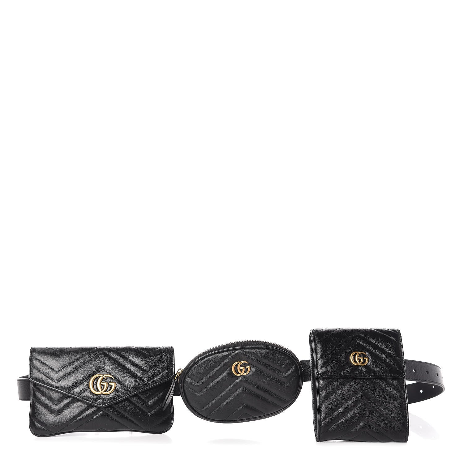 Gucci Calfskin Matelasse GG Marmont 2.0 Multi Belt Bag 85 34 Black 1 of 15