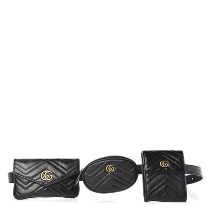 Gucci Calfskin Matelasse GG Marmont 2.0 Multi Belt Bag 85 34 Black 1 of 15