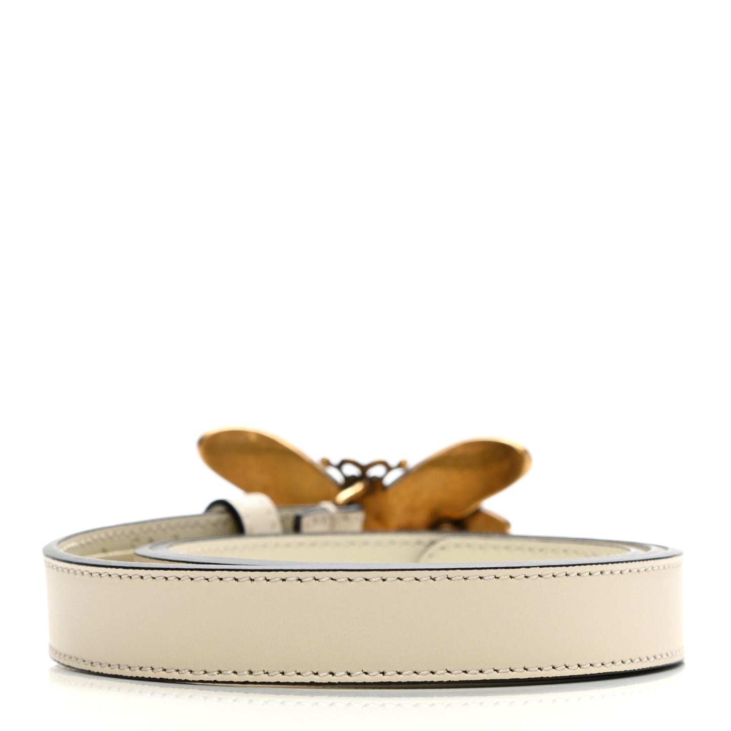 Calfskin Queen Margaret Bee Belt 80 32 White
