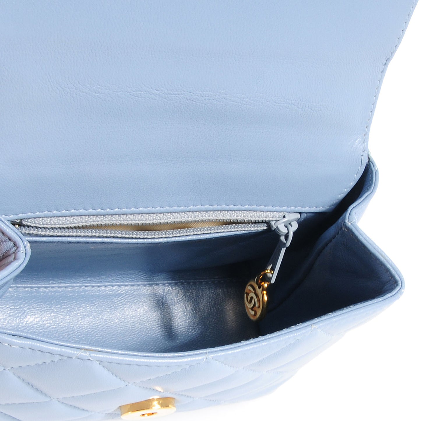 Lambskin Camellia Mini Flap Light Blue