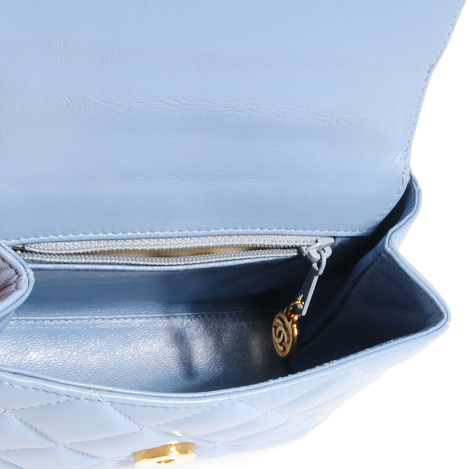 Chanel Lambskin Camellia Mini Flap Light Blue 6 of 8