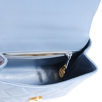 Chanel Lambskin Camellia Mini Flap Light Blue 6 of 8